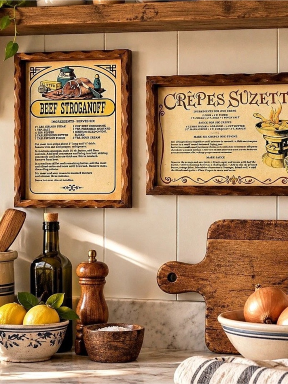 Vintage Recipe Print Set Farmhouse Kitchen
